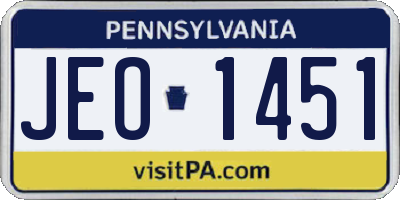 PA license plate JEO1451
