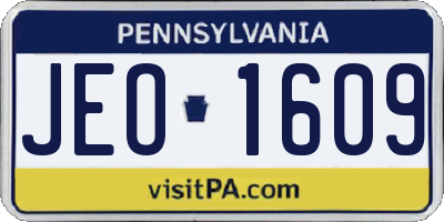 PA license plate JEO1609