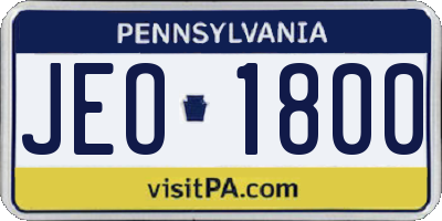 PA license plate JEO1800