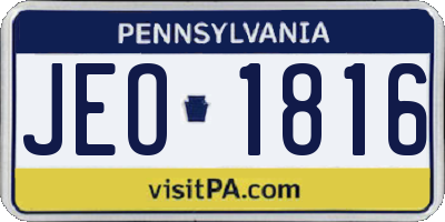 PA license plate JEO1816