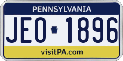 PA license plate JEO1896