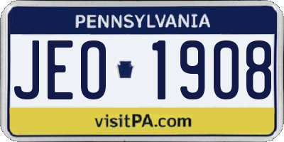 PA license plate JEO1908