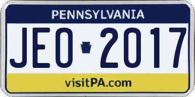 PA license plate JEO2017