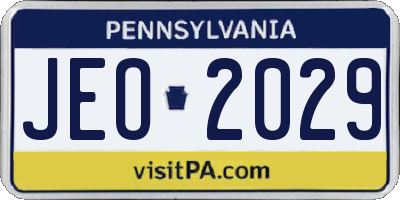 PA license plate JEO2029
