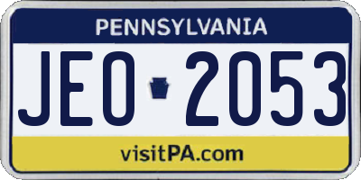 PA license plate JEO2053