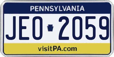 PA license plate JEO2059