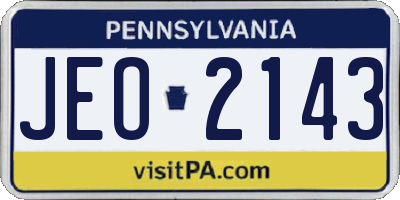 PA license plate JEO2143