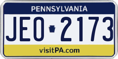 PA license plate JEO2173