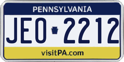 PA license plate JEO2212