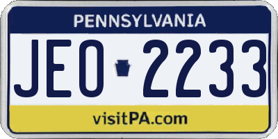 PA license plate JEO2233