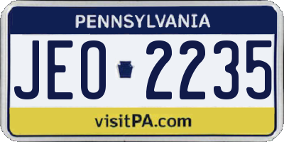 PA license plate JEO2235