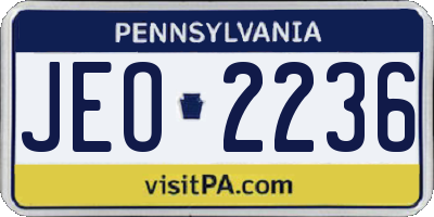 PA license plate JEO2236