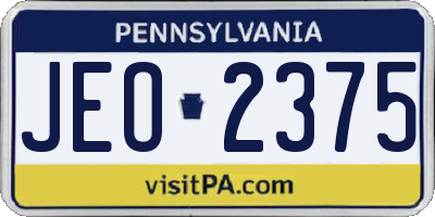 PA license plate JEO2375