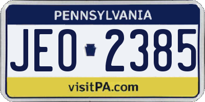 PA license plate JEO2385