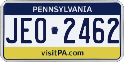 PA license plate JEO2462