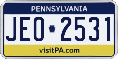 PA license plate JEO2531