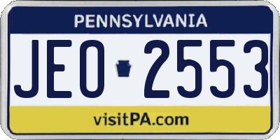 PA license plate JEO2553