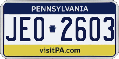 PA license plate JEO2603