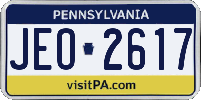 PA license plate JEO2617