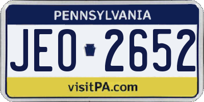 PA license plate JEO2652