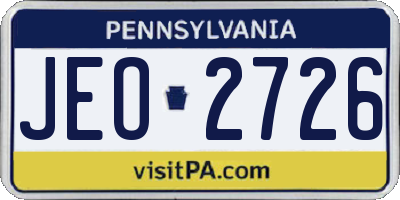 PA license plate JEO2726