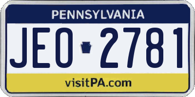 PA license plate JEO2781