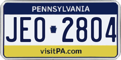 PA license plate JEO2804