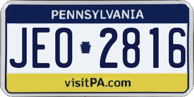 PA license plate JEO2816
