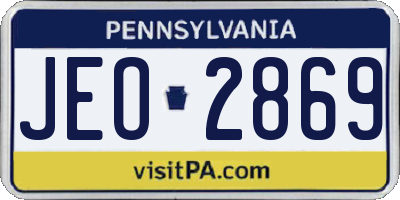 PA license plate JEO2869