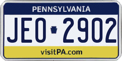 PA license plate JEO2902