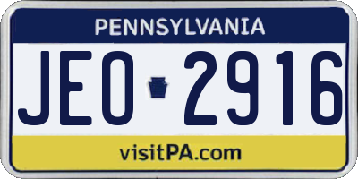 PA license plate JEO2916