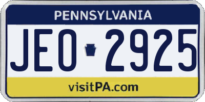 PA license plate JEO2925