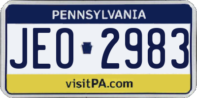 PA license plate JEO2983