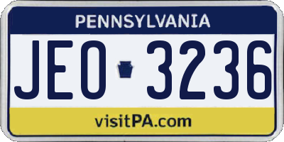 PA license plate JEO3236