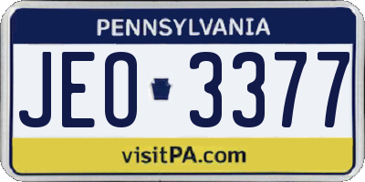 PA license plate JEO3377