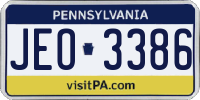 PA license plate JEO3386