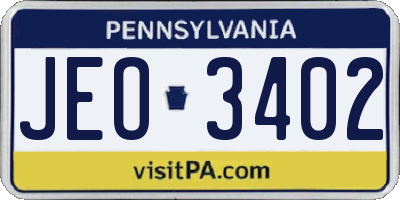 PA license plate JEO3402