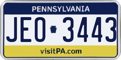 PA license plate JEO3443