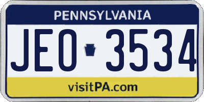 PA license plate JEO3534