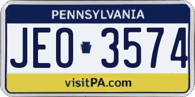 PA license plate JEO3574