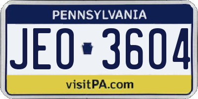 PA license plate JEO3604