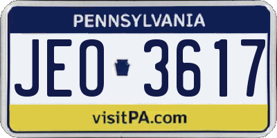 PA license plate JEO3617