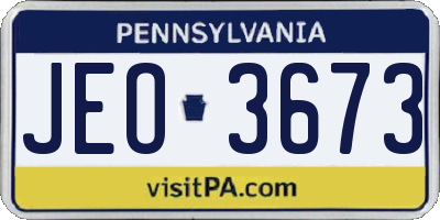PA license plate JEO3673