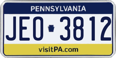 PA license plate JEO3812