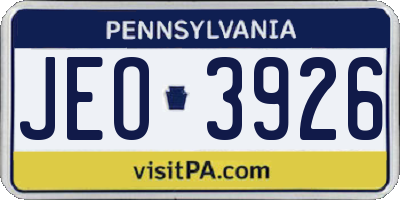PA license plate JEO3926