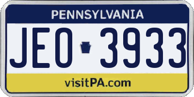 PA license plate JEO3933