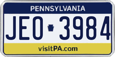 PA license plate JEO3984