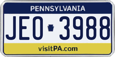 PA license plate JEO3988
