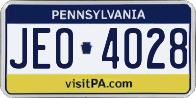PA license plate JEO4028