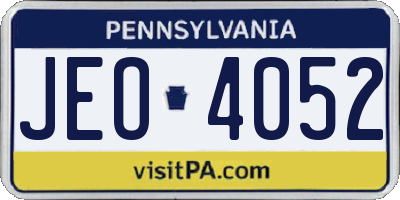 PA license plate JEO4052